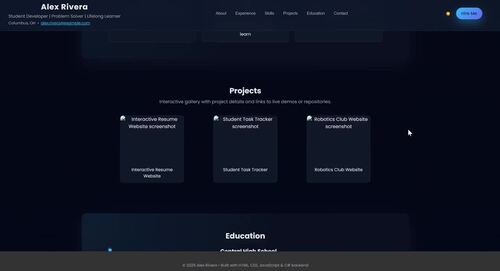 HTML, JavaScript & C# Interactive Student Resume Website | Grades 9–12