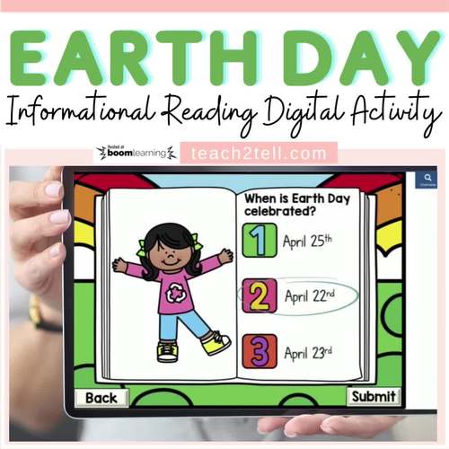 Earth Day Reading Comprehension Activities Digital Boom Cards by Teach2Tell