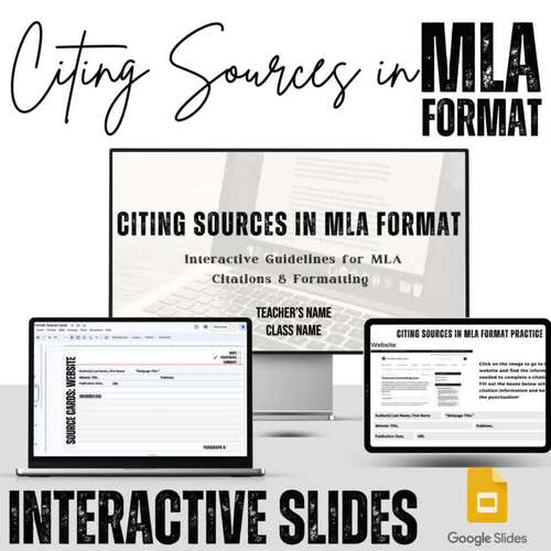 Interactive Citing Sources in MLA Format Interactive Notes Slides & Source Cards