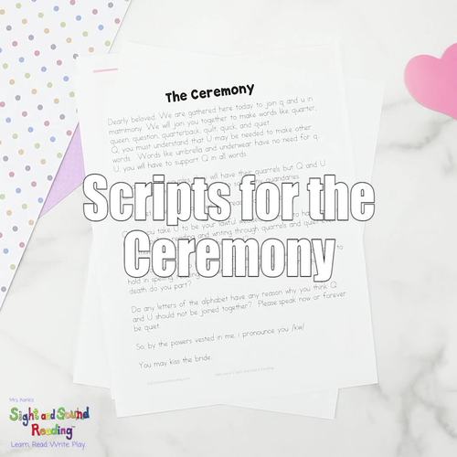 Q and U Wedding Invitations, Vows, Distance Learning Add-on, Letter Q