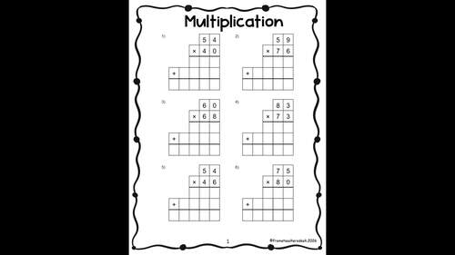 Grade 4 2-digit Multiplication Activity Worksheets for math fluency