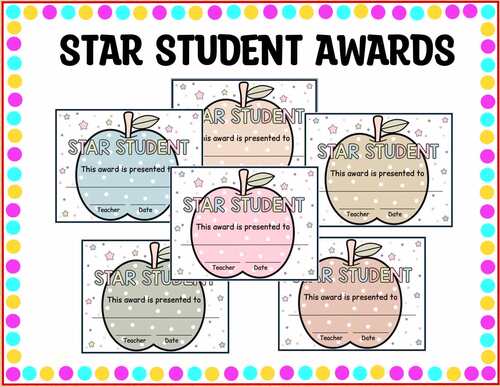 Polka Dots Apple Theme Star Student Awards for Kids, Editable Certificate