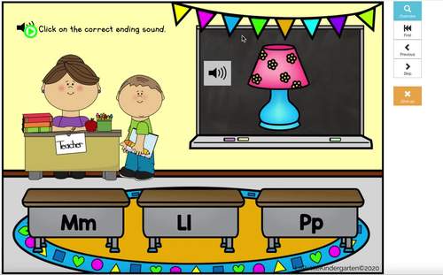 Back to School Ending Sounds BOOM Cards by La Petite Kindergarten