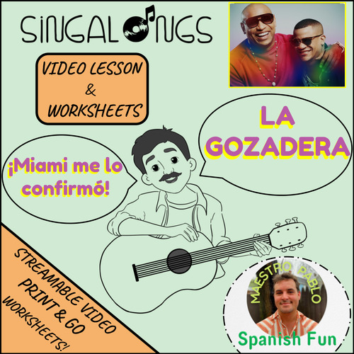 Preview of La Gozadera de Gente de Zona / Sing Along Video Song and Printable Worksheets!
