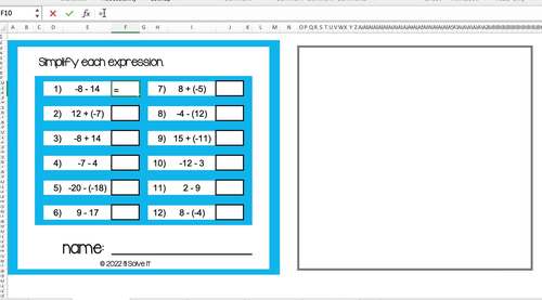 Integer Operations | Pixel Art | self-checking | Excel by i'll solve it