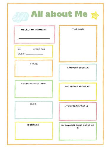 All About Me Back To School WorkSheet Bundle by Nour Elhage TPT