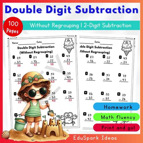Double Digit Subtraction Without Regrouping | 2-Digit Subtraction Worksheet