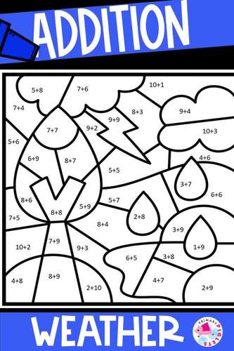 Weather Math Coloring Pages - Addition Sums 10 to 20 Color ...