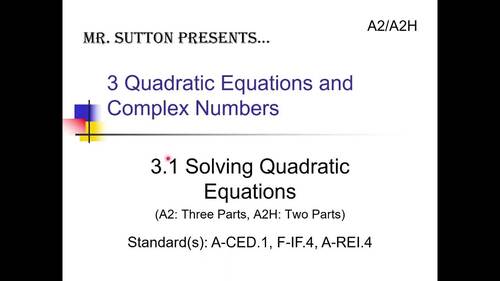Solving Quadratic Equations by Mr Sutton Presents | TPT