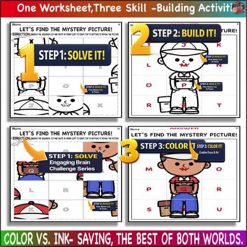 4th of July Picture Game 2-Digit Subtraction Cut Paste Color Math Logic ...