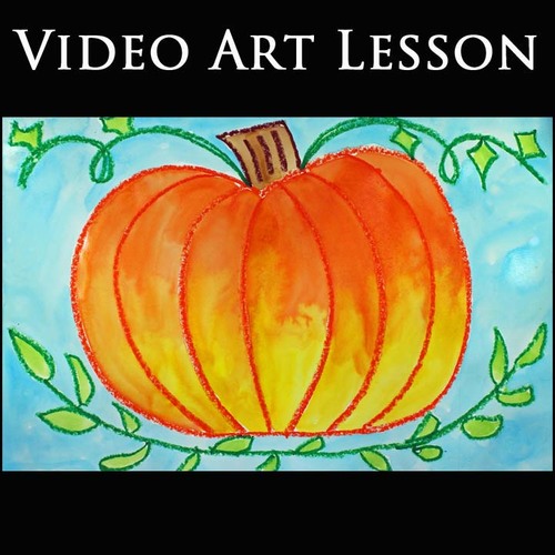 Preview of FALL PUMPKIN | Easy THANKSGIVING Art Lesson Directed Drawing & Painting Project