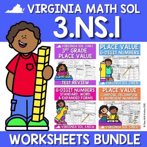 VA SOL 3.NS.1 Worksheets | 3rd Grade Place Value Virginia Math ...