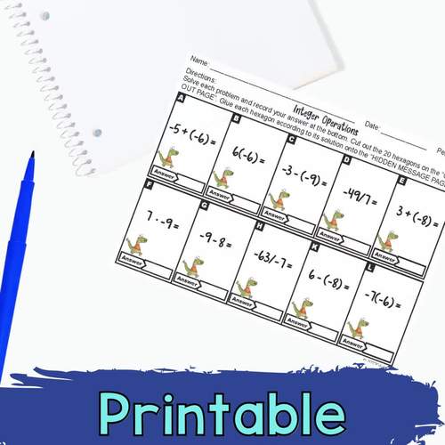 Integer Operations Puzzle Activity by Calculus4u | TpT