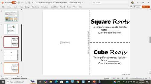 Square Root & Cube Root Foldable Notes + PowerPoints Bundle