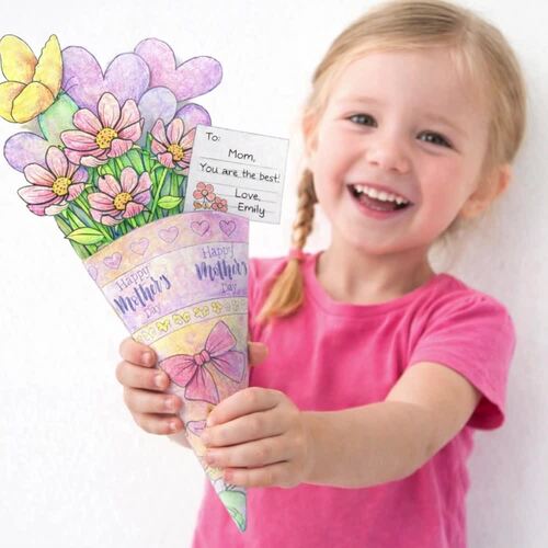 Mothers Day Bouquet Craft | Flower Craft Template | Gift Mother's Day