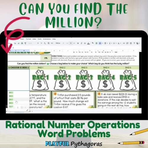Rational Numbers Operations Word Problems Activity | Self-Checking ...