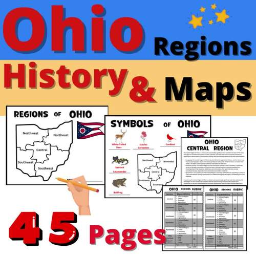 Ohio Regions History and Activities with State Maps Worksheets Rubric ...