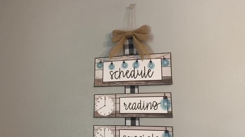 Farmhouse String Lights Editable Classroom Schedule Cards Room Decor