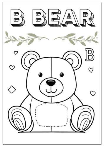 Best Lettre B Bear coloring page,kids,sheets,cute,Printable,funny,worksheet