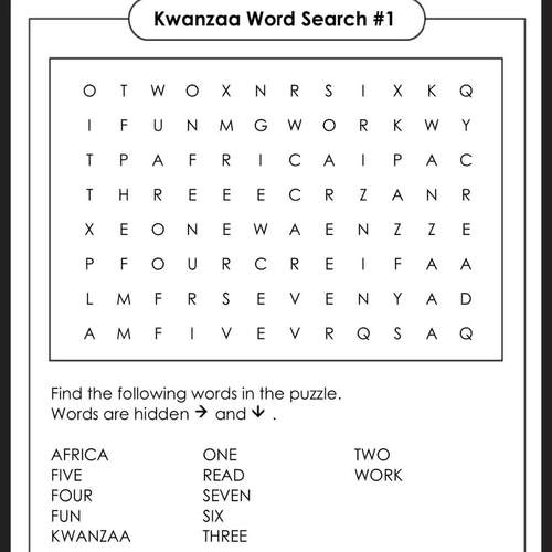 7 Kwanzaa Word Search Puzzles Swahili And English Words By June Plum Music