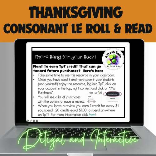 Thanksgiving Multisyllabic Consonant LE Words Sentences Roll & Read ...