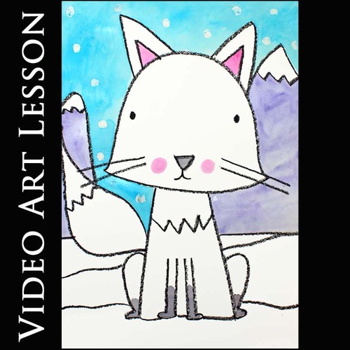 Preview of ARCTIC FOX Video Art Lesson | EASY WINTER Directed Drawing & Painting Project