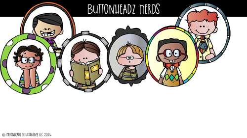 Buttonheadz clip art, nerds, geeks COMBO PACK by Melonheadz Clipart