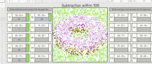 Digital Math Pixel Art | 4th Grade Fluency Practice - Subtraction ...
