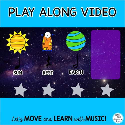 Rhythm Activities and Play Along Video: LEVEL 2 (Half Notes) Space Aliens