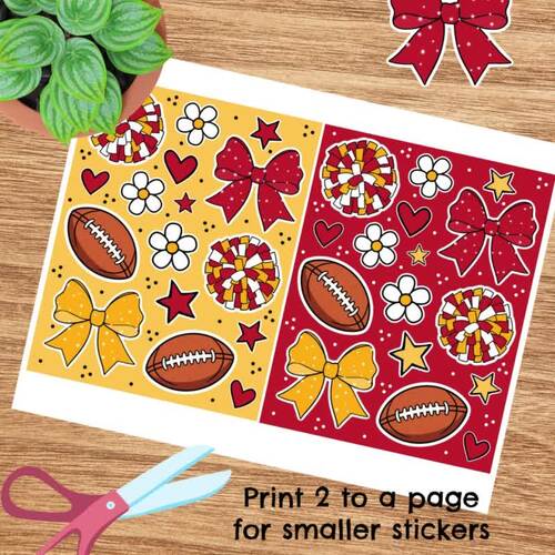 Football Team Printable Sticker Sheet PDF PNG Kansas City Chiefs Red