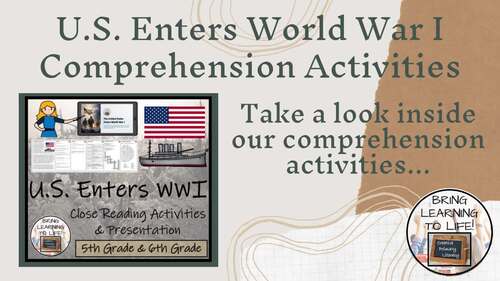 United States Enters World War I Close Reading Comprehension | 5th–6th ...