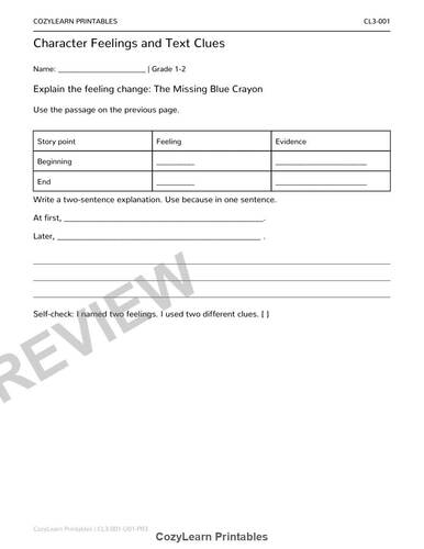 Character Feelings and Text Clues by CozyLearn Printables | TPT