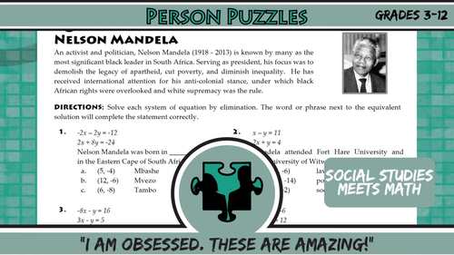 Person Puzzles - ALL OF THEM -- Grades (3-12) - Math Puzzle Worksheet ...