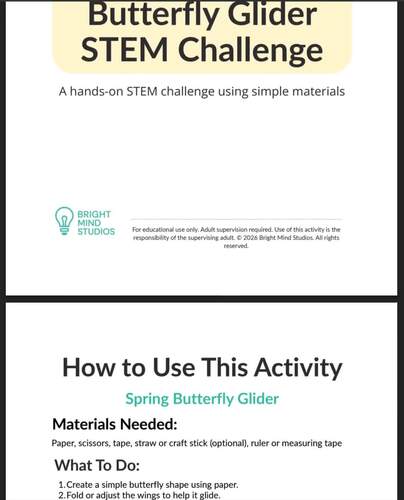 Elementary K–2 Spring Butterfly Glider STEM Challenge | TPT