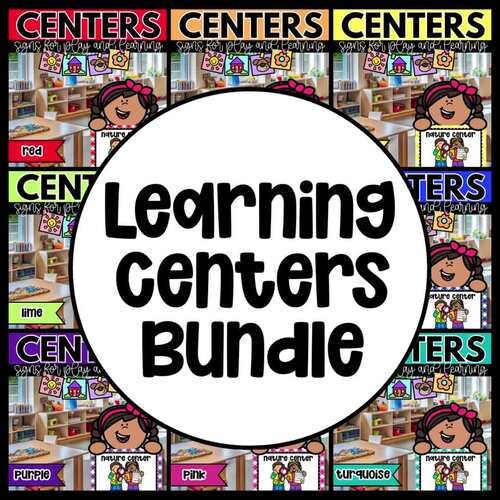 Preschool Learning Center Signs  Rotation Chart BUNDLE  | Editable in PowerPoint