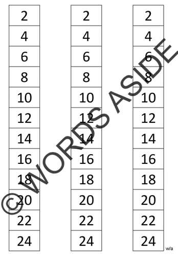 Multiplication Facts Memory Writing Cards Visual Support