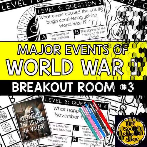 Events of World War I Breakout Escape Room - Reading Comprehension Activity