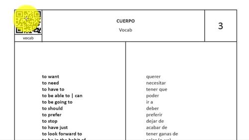 Unit 19 - CUERPO - HELPING VERBS by Bite Size Spanish | TPT