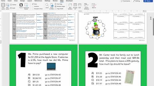 7th/8th Grade Math March Fun St Patricks Day Activity Consumer Percents ...