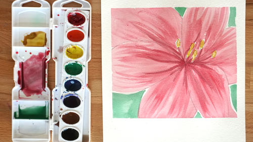 Preview of Watercolor Flower Lesson (Video instruction and PDF Lesson Plan)