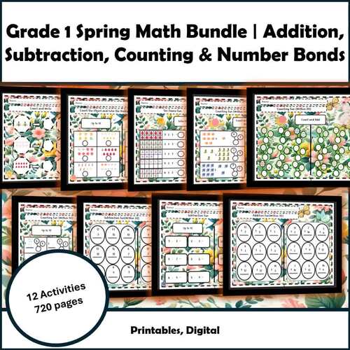Grade 1 Spring Math Bundle Addition Subtraction Count Frame Bond With 20