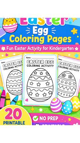 Easter Egg Coloring Pages | Easter Activity | 20 Printable Worksheets