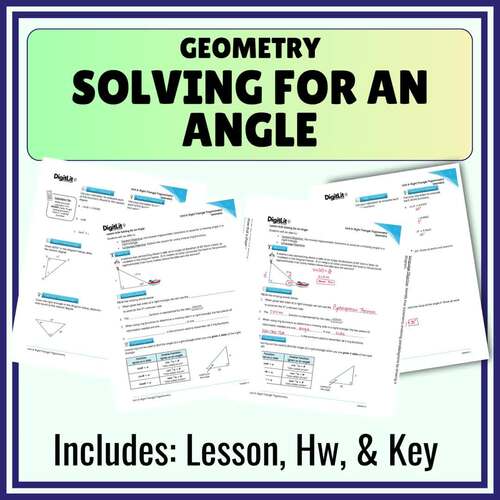 Solving for an Angle Guided Notes & Worksheets| 9th-11th Grade Geometry