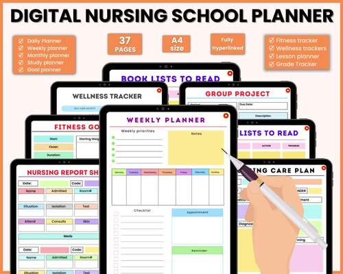 Digital Nursing School Planner 35pages Nursing Notes Planner For