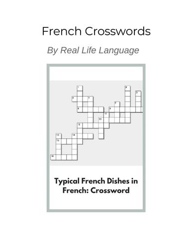Typical French Dishes: Crossword by Real Life Language TPT