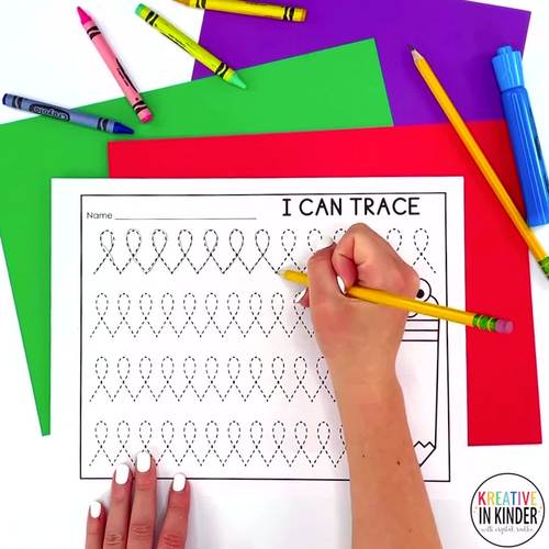 PreWriting Tracing Pages Fine Motor Worksheets Set 2 by Kreative in Kinder
