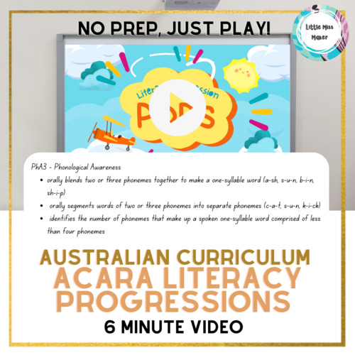 Preview of Literacy Progressions Video Australian Curriculum ACARA Phonological Awareness 3