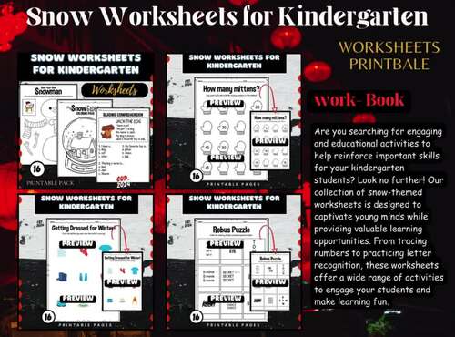 WINTER Preschool Snow Worksheets for Kindergarten activities | TPT