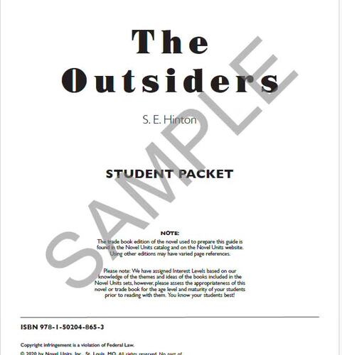 The Outsiders Novel Units® Student Packet Novel Study | TPT