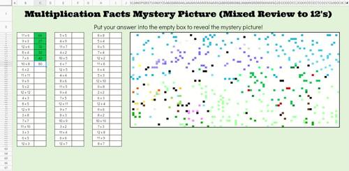 Digital Mystery Picture for Multiplication Facts to 12's | Math Facts ...